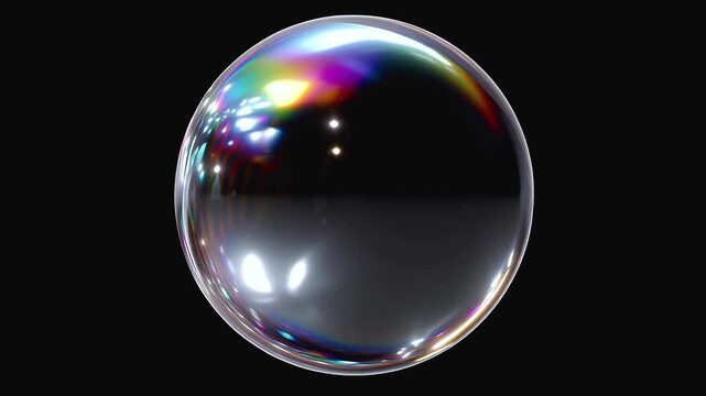Glossy hyperreal sphere with smooth reflective surface and colorful light reflections black background, vibrant shiny reflection and smooth colorful