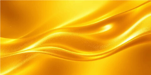 Golden silk and satin textures with soft, flowing waves create a vibrant yellow and orange fabric design