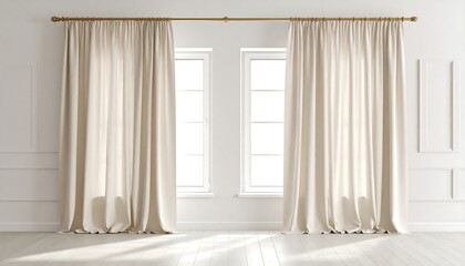 Beige curtains in a light room