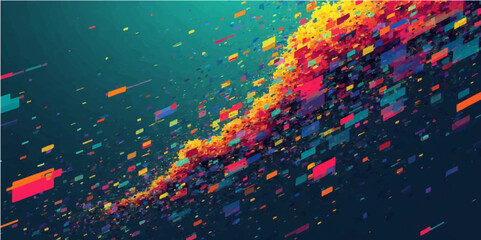Bright, colorful paint splashes create an abstract, festive design