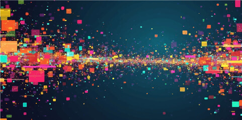 Bright colorful paint splashes create an abstract rainbow design with a magical, star-like quality against a dark background