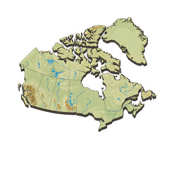 Political Terrain Map of Canada
