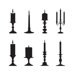Fototapeta premium vector illustration of candle silhouette set, Black & White silhouette set