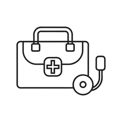 Medical kit icon outline, first aid case graphic.