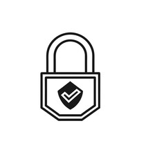 Security lock icon with shield checkmark symbol.