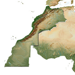 Morocco green terrain and physical map