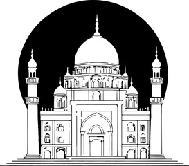various silhouettes of structures with domes