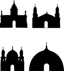 various silhouettes of structures with domes