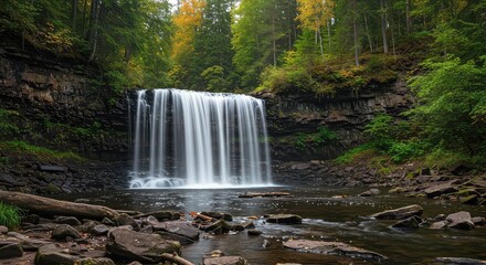 waterfall in the forest, waterfall in the woods