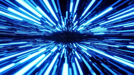 Seamless Loop of Hyperspace Jump with Blue Light Streaks Abstract Background - Powered by Adobe