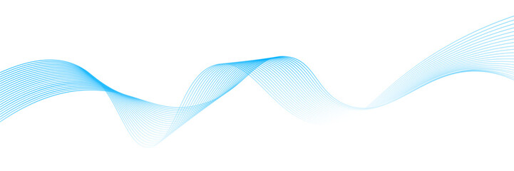 Abstract blue smooth wave on a white background. Dynamic sound wave. Design element. Vector illustration eps10