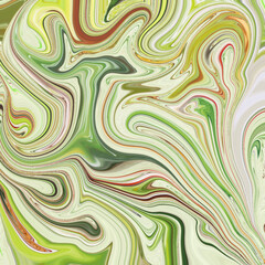 Fresh abstract swirl of green, yellow, and earth tones in fluid motion, evoking nature-inspired flow perfect for eco-themed art and background use.
