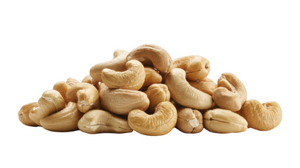 Pile of cashew nuts isolated on transparent background