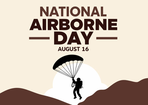 minimalist vector of a paratrooper silhouette against the sunset, ideal for poster or shirt designs celebrating national airborne day on august 16.