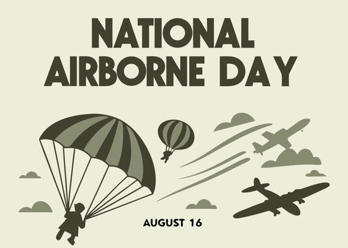 retro-inspired vector of ww2 paratroopers jumping from aircrafts, ideal for historical posters, veteran tributes, and national airborne day graphic elements.