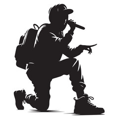Fototapeta premium Urban Rapper Silhouette Expressing Creativity Through Musical Performance