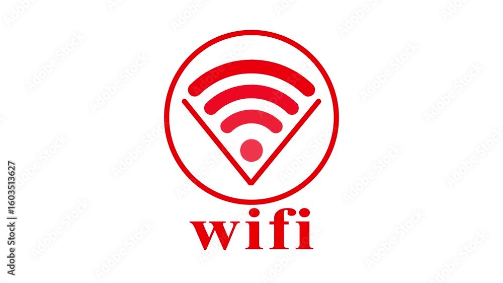 Poster animated red and white wifi symbol illustrating wireless internet connection