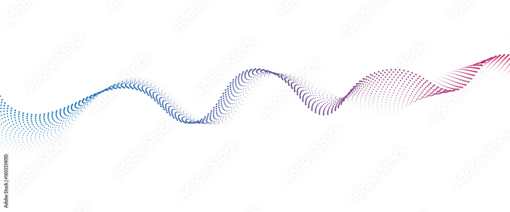 Poster flowing dot wave halftone gradient pattern on transparent background