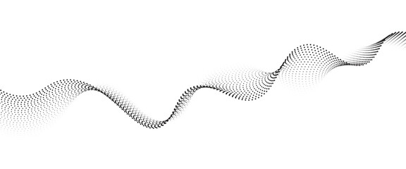 Fototapeta premium Flowing Dot Wave halftone gradient pattern on transparent background 