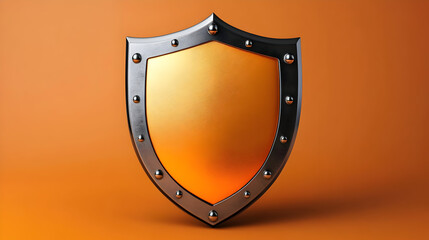 Orange and Metal Shield on Orange Background