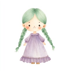 Sad Little Girl in Lavender Dress