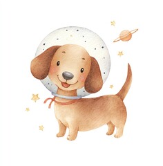 Cute Dachshund Astronaut in Space