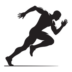 Silhouette Sprinter Running Race Fast Speed Performance Art Illustration