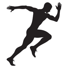 Agile Runner Sprinting Forward Silhouette Graphic Illustration