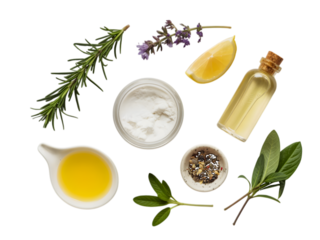 Natural Ingredients For Aromatherapy isolated on a transparent background