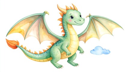 Fototapeta premium Cute cartoon dragon illustration