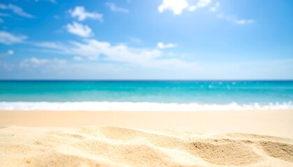 Obraz premium Blurred beach scene with a focus on the sand