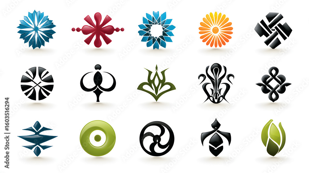 Poster set of different abstract symbols for design or logo template. jpeg version is also available