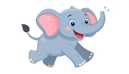 Obraz premium Cute cartoon elephant running