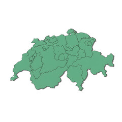 Fototapeta premium Green color-coded map of Switzerland