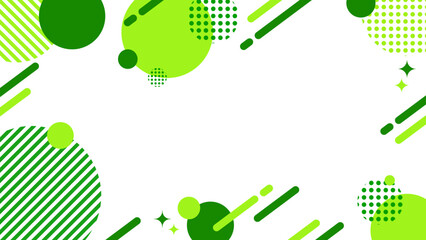 Fresh Green Geometric Background with Circles and Lines / 緑の幾何学フレッシュ背景