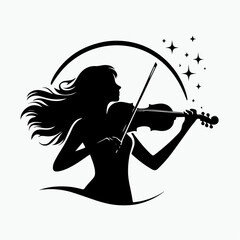 vector illustration of a woman playing the violin
