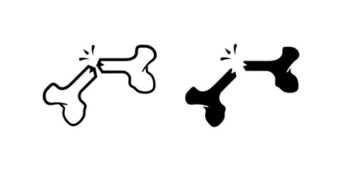 Bone icon set. A minimalistic line art illustration of a broken bone, representing injury, healthcare, and the skeletal system.