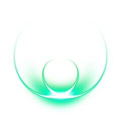 Green curved light flare effect on transparent background