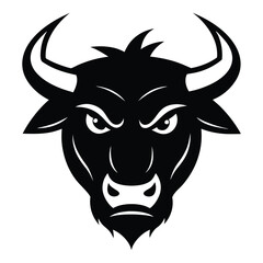 Angry Bull head Silhouette vector Illustration Design on white background