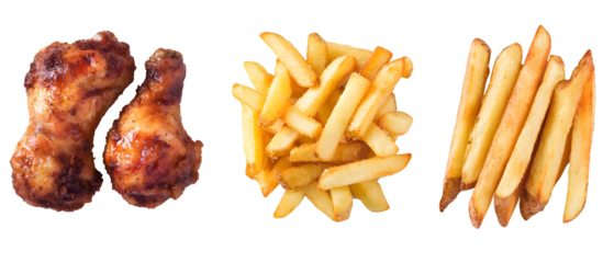Delicious Fried Chicken And French Fries On Transparent Background Food Photography