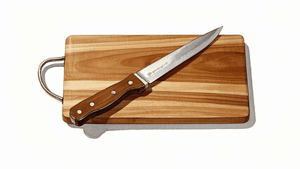 Rustic Prep Wooden Cutting Board and Knife isolated watercolor vector illustration svg