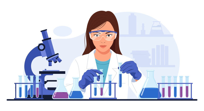 Scientist carrying out chemical tests with professional tools in laboratory environment
