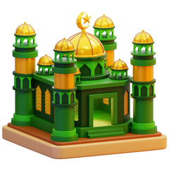 3D Mosque with Domes Illustration