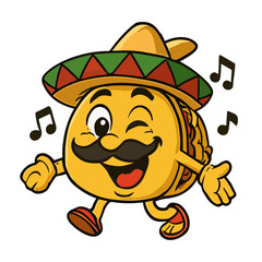 Taco Mascot Cartoon Cute Taco Sing Song Illustrations