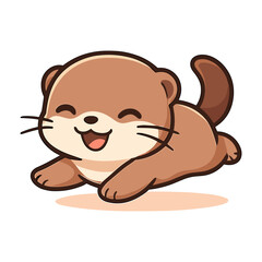 Weasel Cartoon Mascot Cute Ferret Beaver Jump Illustrations