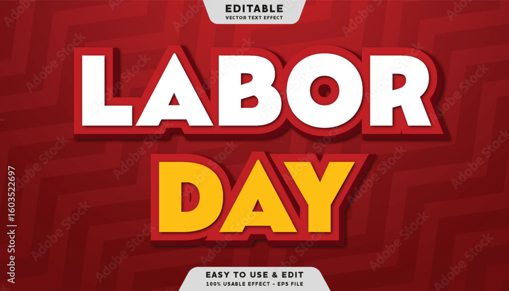 Poster labor day editable text effect with modern and simple style