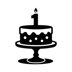 Cake stand with candle number 1 topper – first birthday celebration symbol
