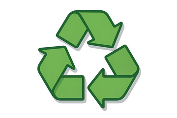 Fototapeta premium A three-arrow green recycle icon with clean beveled edges and modern shadows