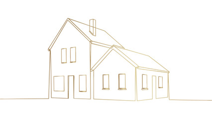 Home Sweet Home A Single Line Art Illustration of a Cozy House and Family Life
