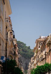 Street with mountain in background